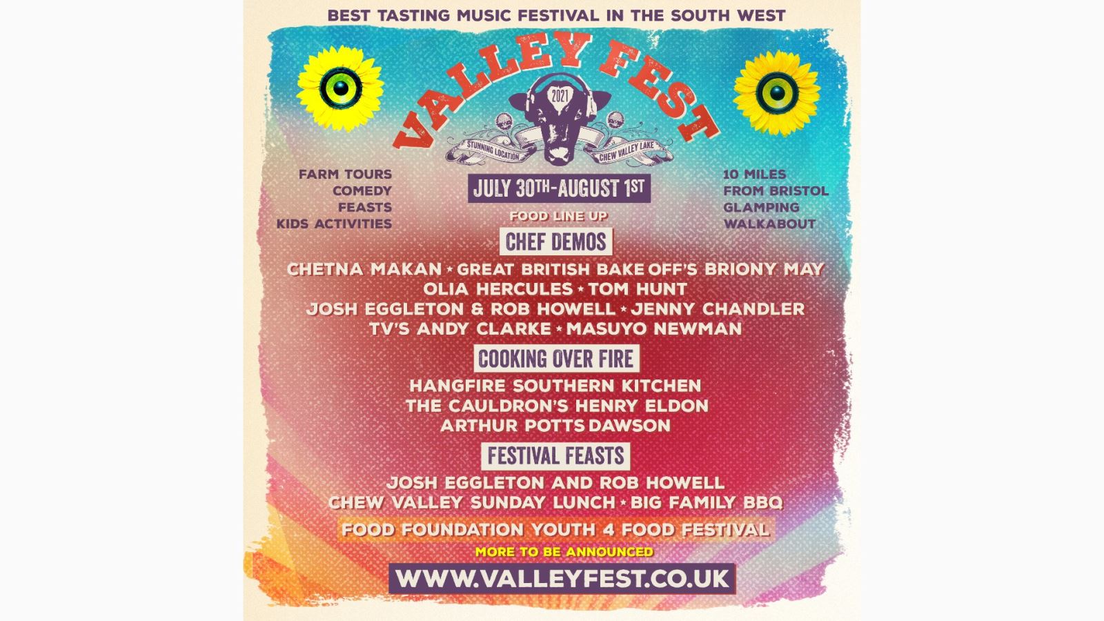 Poster with the Valley Fest food line up
